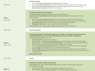 Agenda Konferencja Zdrowie i Bezpieczeństwo Pacjenta Wspólna Odpowiedzialność 2026